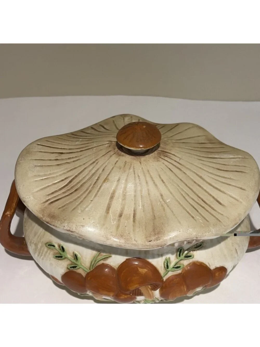 Vintage Arnels Merry Mushroom Centerpiece Bowl W/ Lid &Handles 9” Kitschy 1972